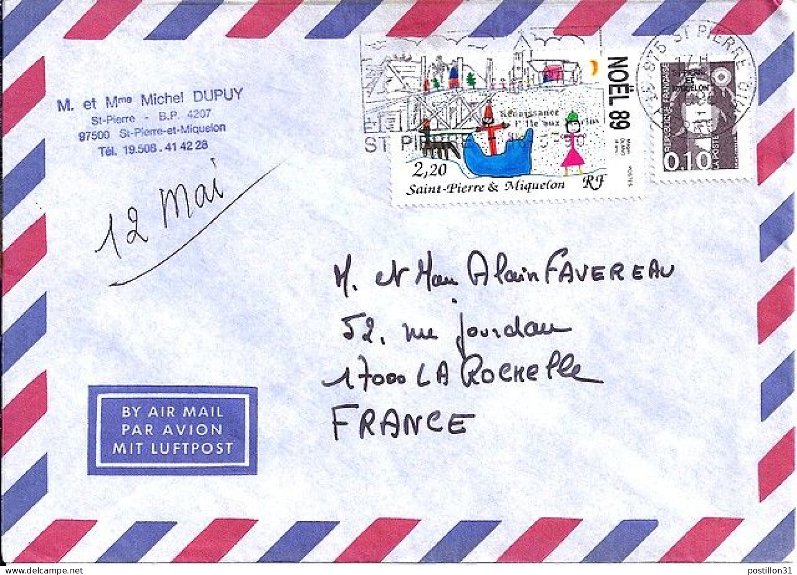 SPM N° 523/512 S/L.DE ST PIERRE/1990  POUR LA FRANCE  - Lettres & Documents