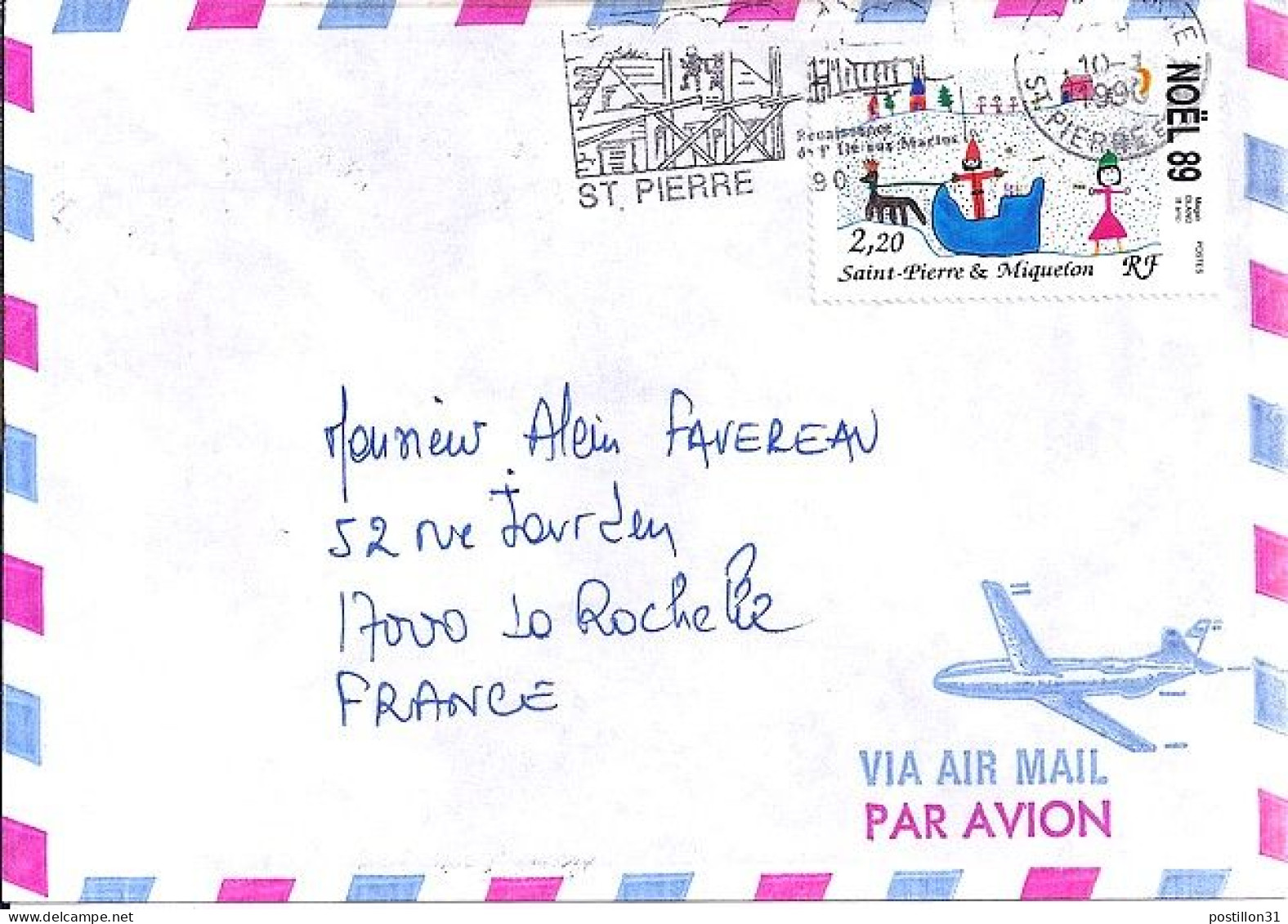 SPM N° 512 S/L.DE ST PIERRE/10.1.90  POUR LA FRANCE  - Covers & Documents