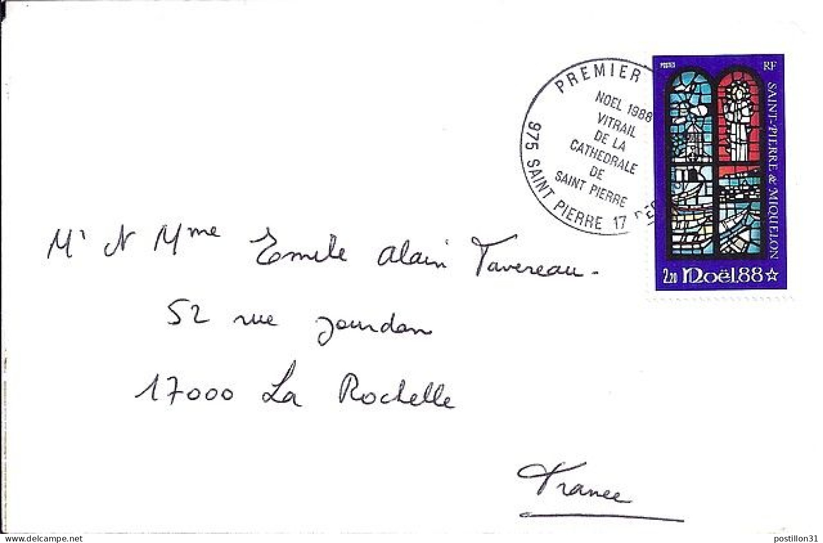 SPM N° 496 S/L.DE ST PIERRE/17.12.88  POUR LA FRANCE  - Briefe U. Dokumente