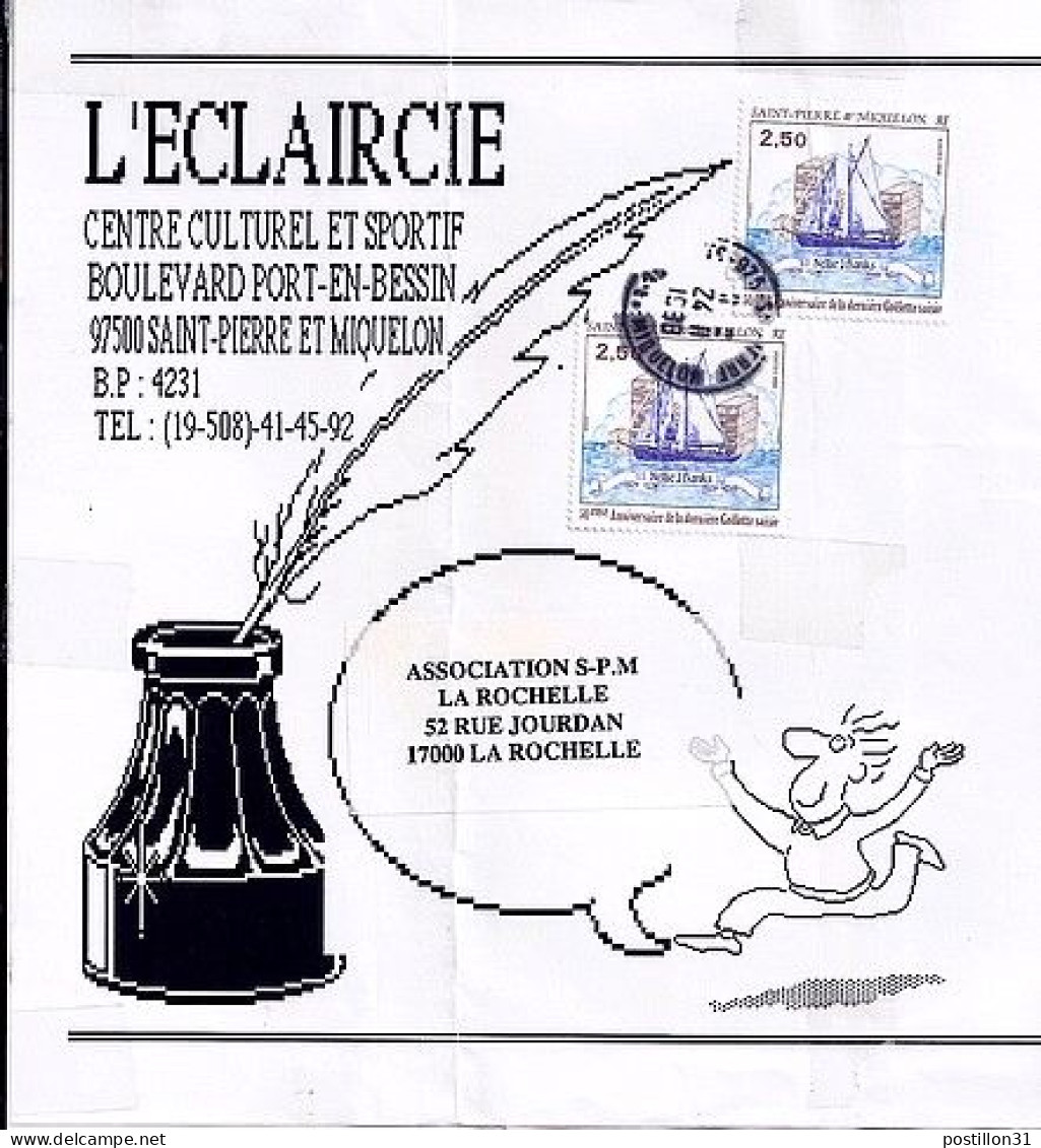 SPM N° 492x2 S/BANDE JOURNAL DE ST PIERRE/1988-89  POUR LA FRANCE  - Storia Postale