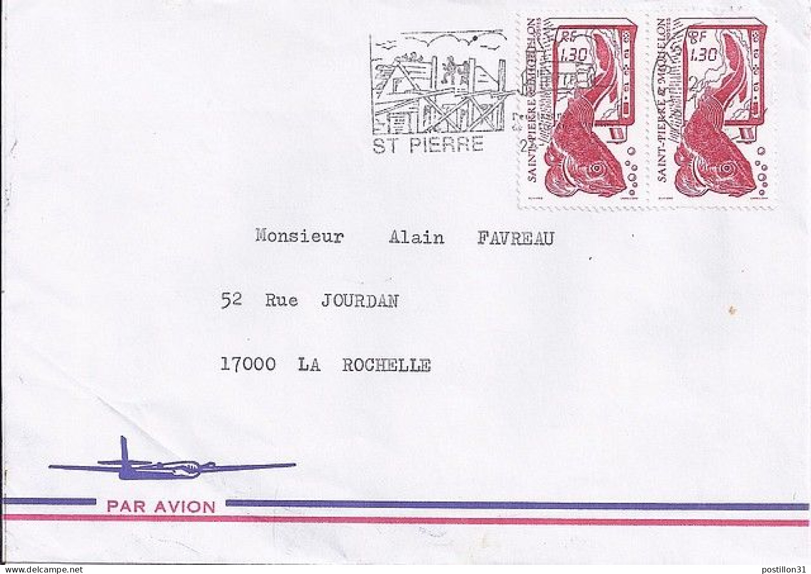 SPM N° 490x2 S/L.DE ST PIERRE/24.11.89  POUR LA FRANCE  - Lettres & Documents