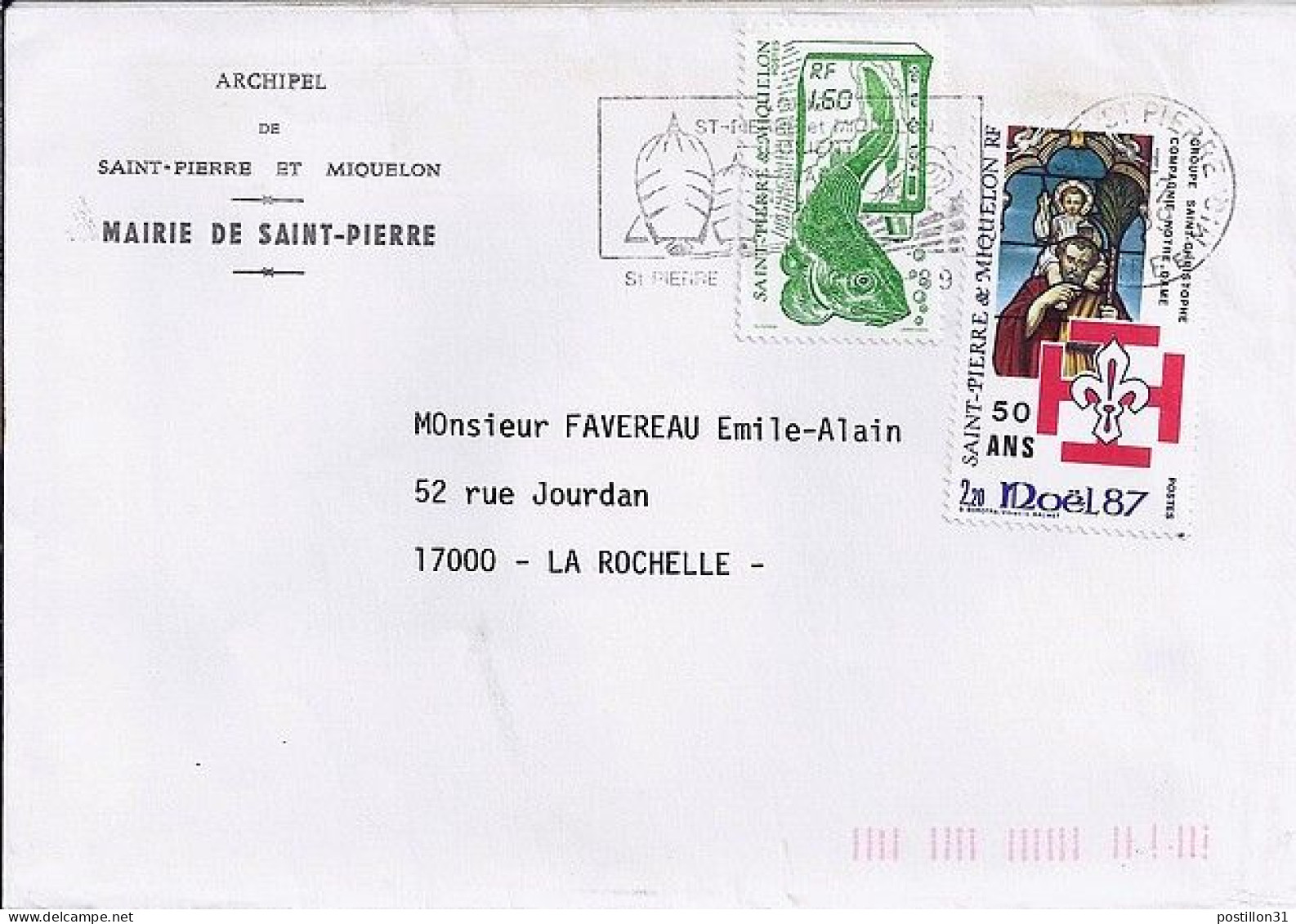 SPM N° 483/491 S/L.DE ST PIERRE/1989  POUR LA FRANCE  - Cartas & Documentos