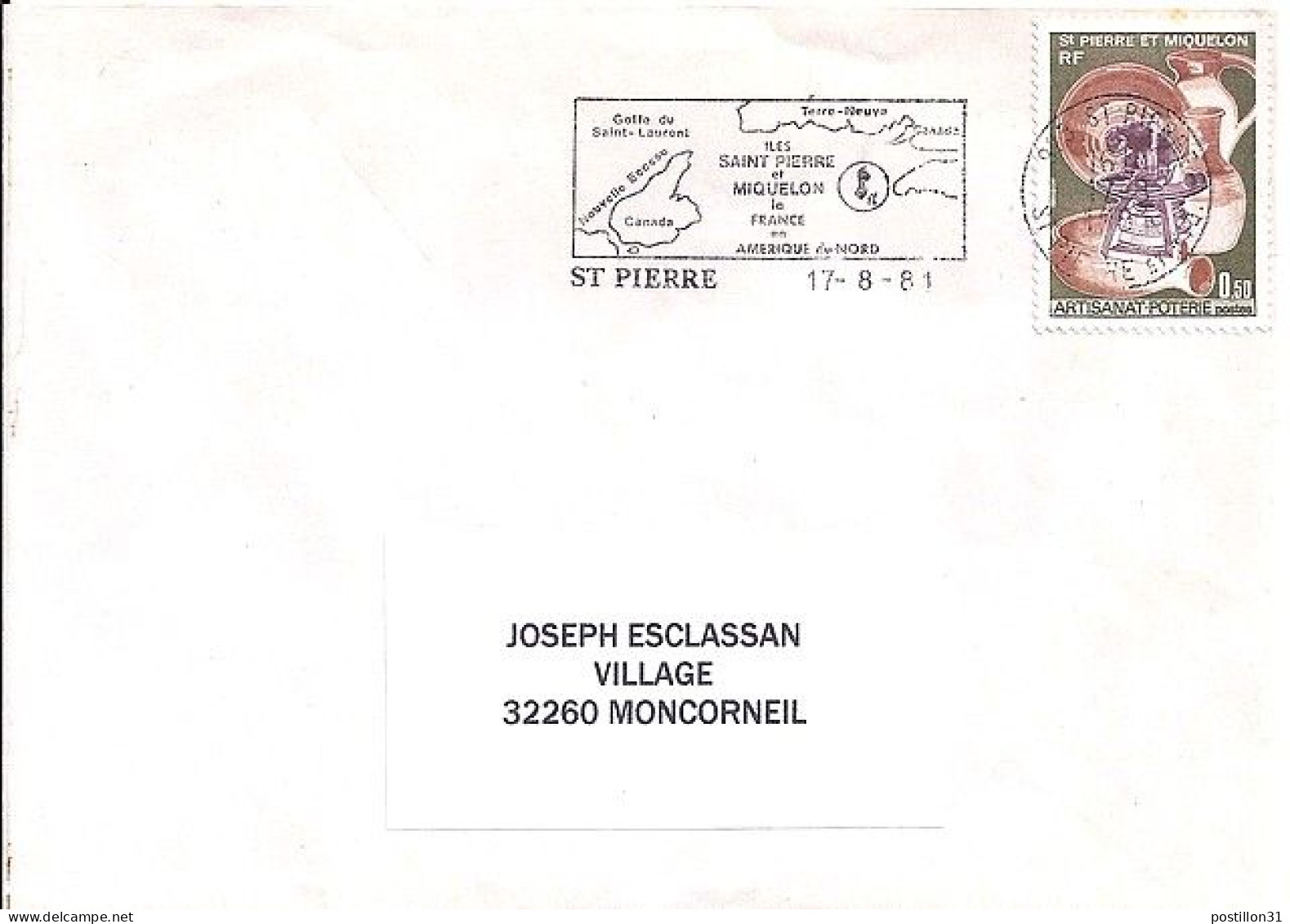 SPM N° 443 S/L.DE ST PIERRE/17.8.81  POUR LA FRANCE  - Covers & Documents