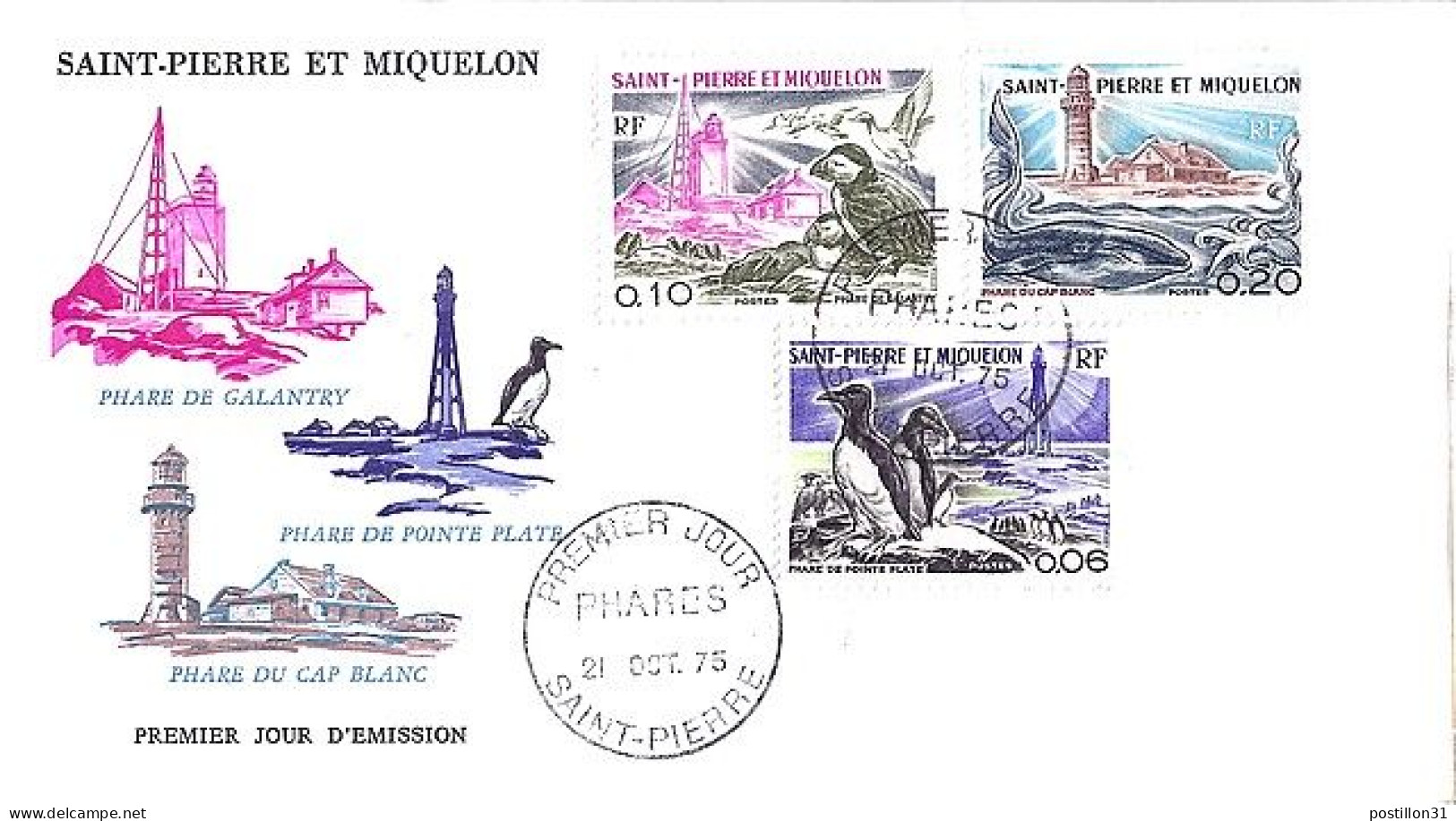 SPM N° 445/446/447 S/L.1° JOUR DE ST PIERRE/21.10.75  - Storia Postale