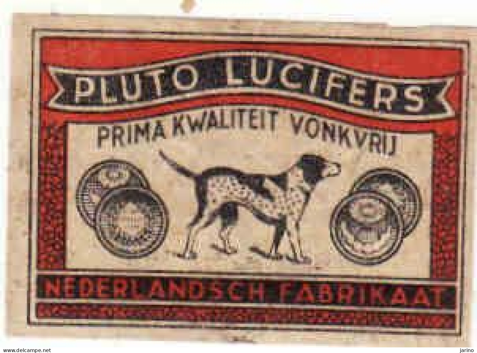 Dutch Matchbox Label, Pluto Lucifers, Prima Kwaliteit Vonkvru, Dog - De Hond, Holland, Netherlands - Boites D'allumettes - Etiquettes