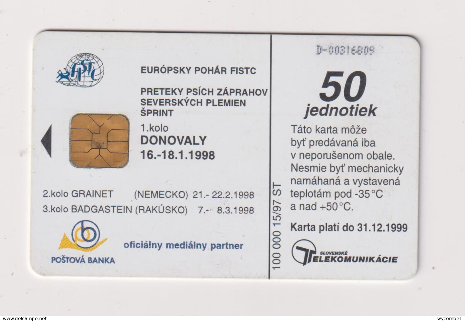 SLOVAKIA  - Dog Sled Chip Phonecard - Eslovaquia