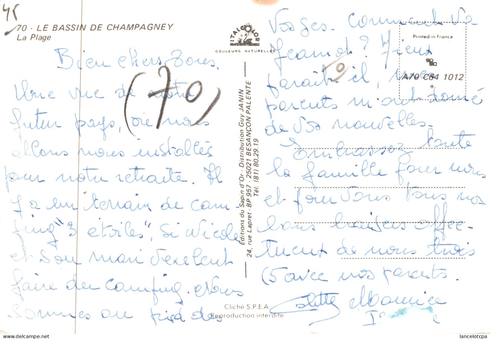 70 - CHAMPAGNEY / LA PLAGE - Champagney