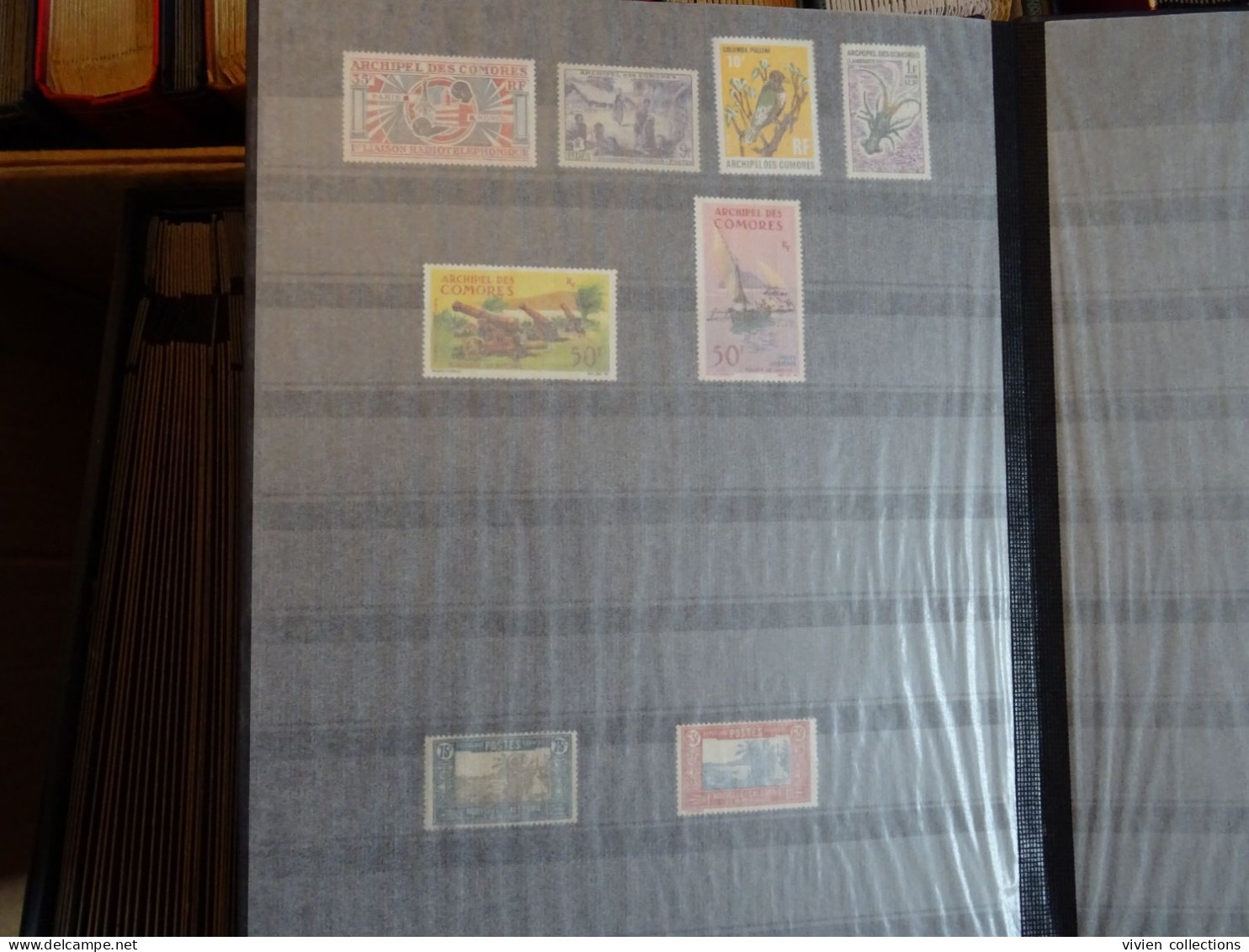 97 classeurs de timbres dont France avec une collection en 3 albums, colonies françaises avant et après indépendances...