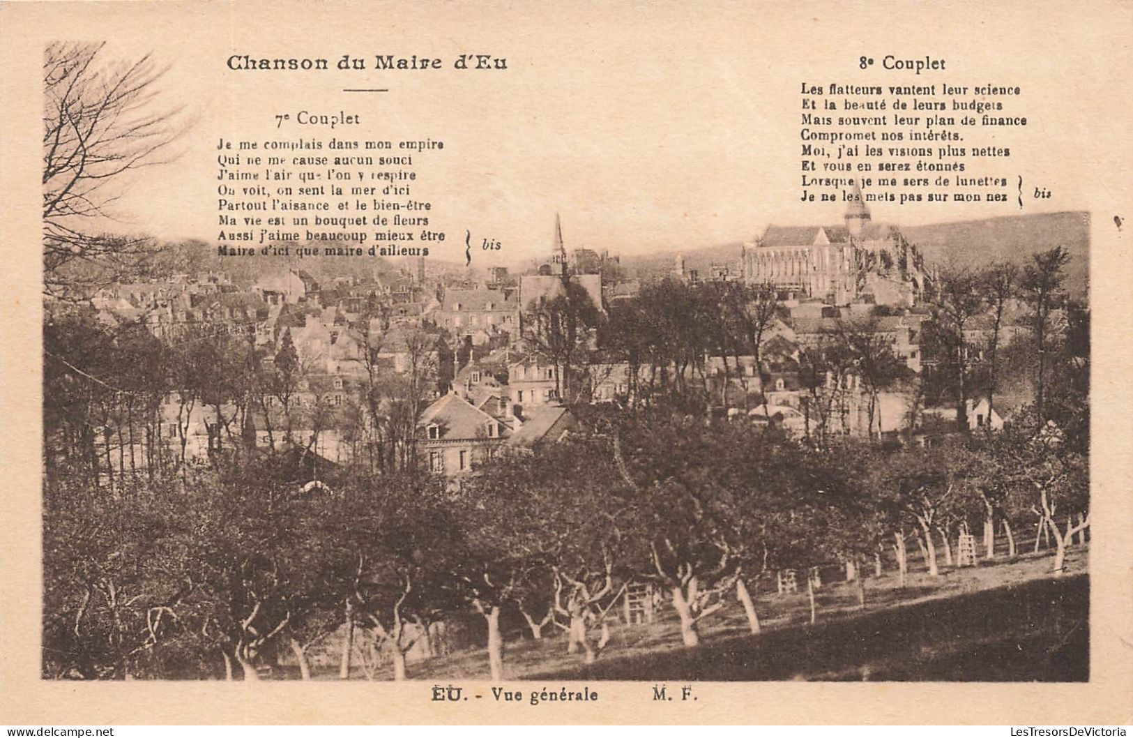 FRANCE - Une Chanson Du Maire D'Eu - Vue Générale - Paroles - Carte Postale Ancienne - Eu
