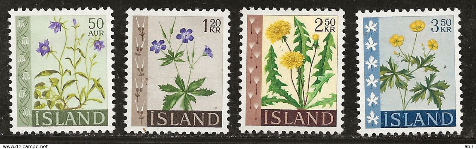 Islande 1960 N° Y&T : 302A à 305 * - Neufs