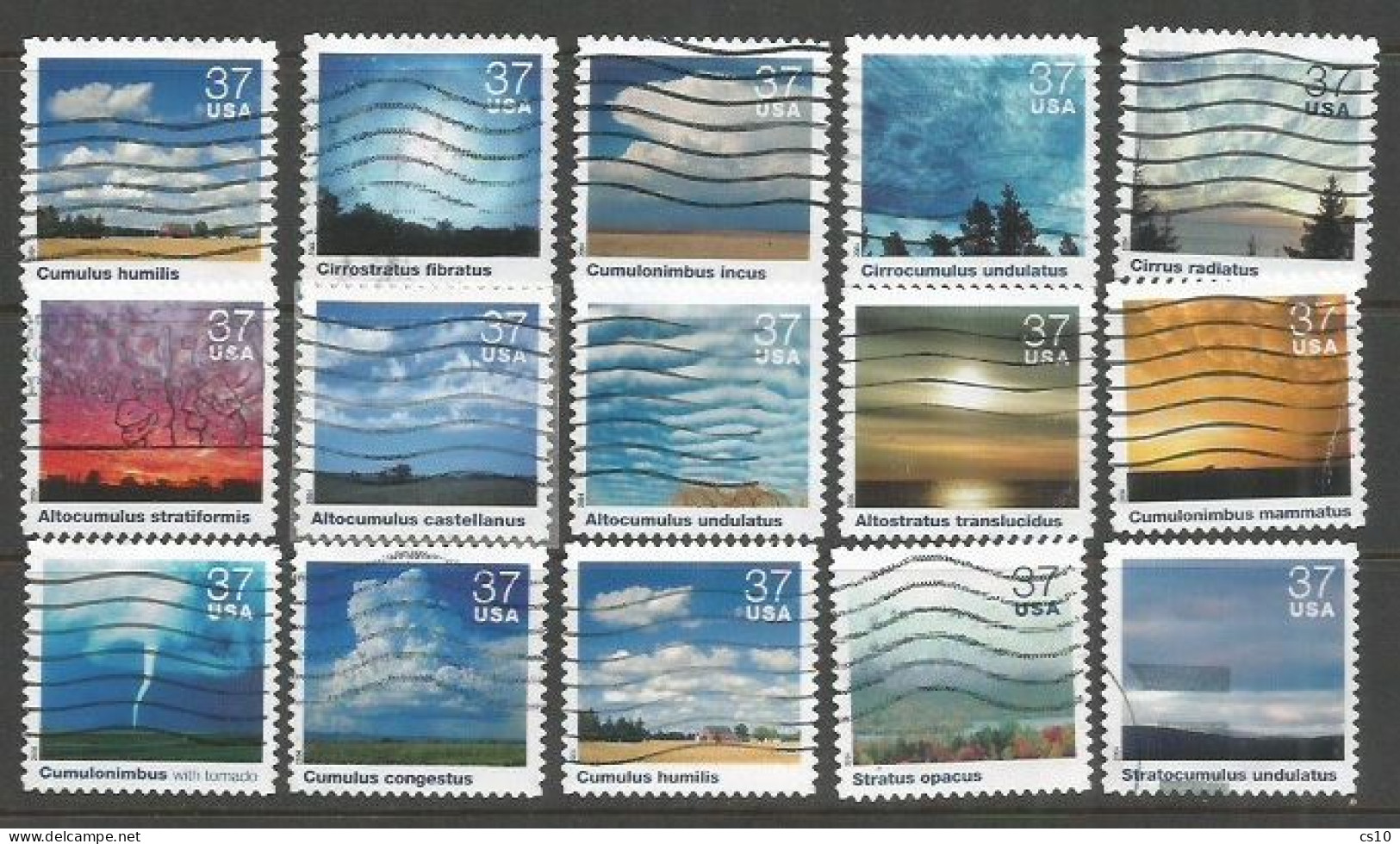 USA 2004 CLOUDSCAPES  SC.# 3878 A/O  - Cpl 15v Set Used - Collections