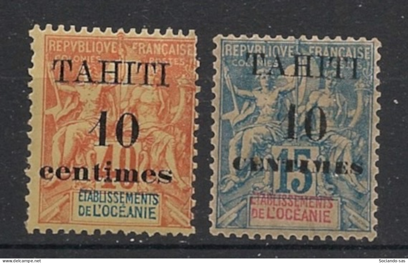 TAHITI - 1903 - N°YT. 32 Et 33 - Type Groupe 10c Sur 40c Et 10c Sur 15c - Neuf * / MH VF - Nuevos