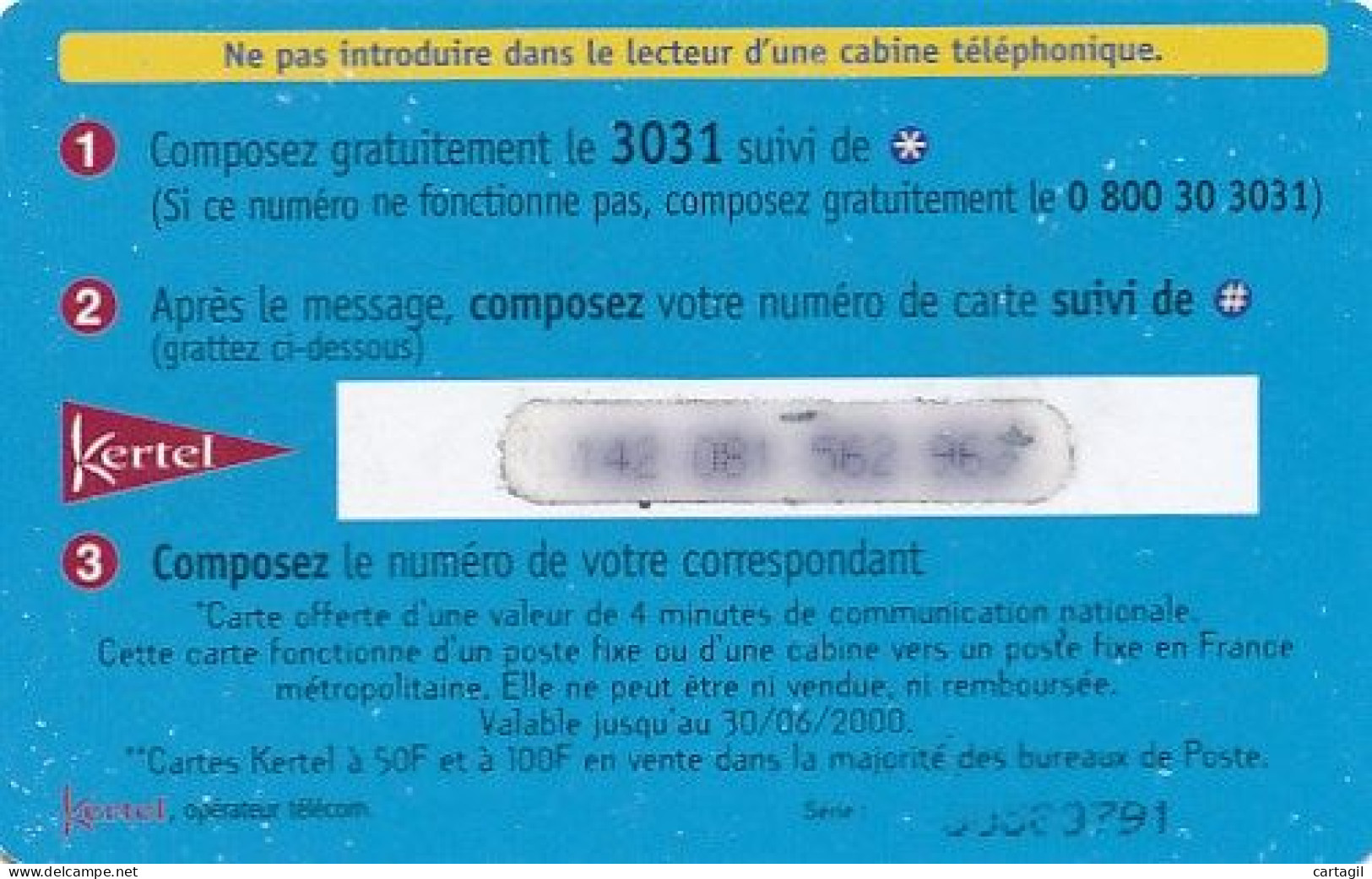 Carte Téléphonique Kertel La Poste   (motif, état Etc  Voir Scans)+port - Ohne Zuordnung