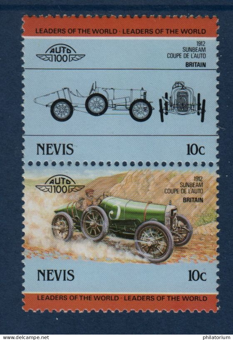 Nevis, YV , Mi 314,315, SG 326, 327, Sunbeam "Coupe De L'Auto", 1912, - Anguilla (1968-...)