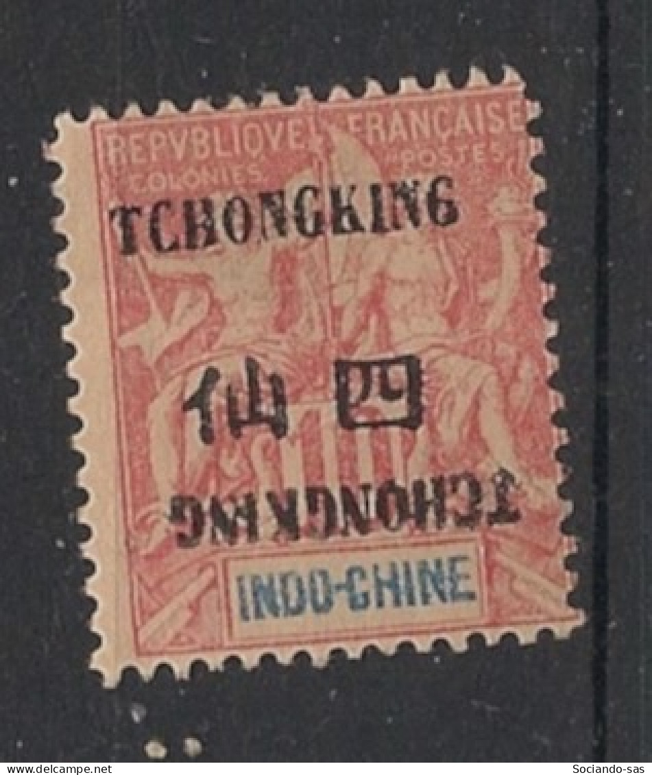 TCH'ONG-K'ING - 1903 - N°YT. 36a - Type Groupe 50c Rose - VARIETE Double Surcharge Renversée - Neuf (*) / MNG - Nuevos