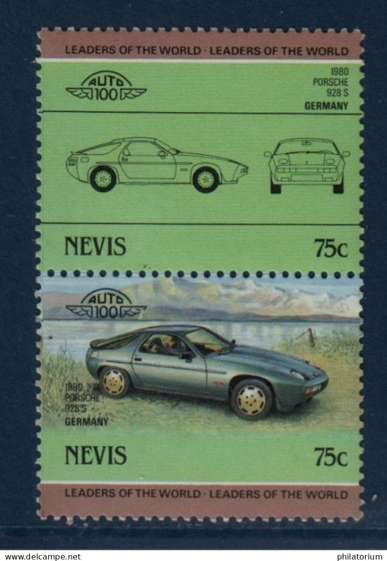 Nevis, YV , Mi 318, 319, SG 330, 331, Porsche "928S", 1980, - Anguilla (1968-...)