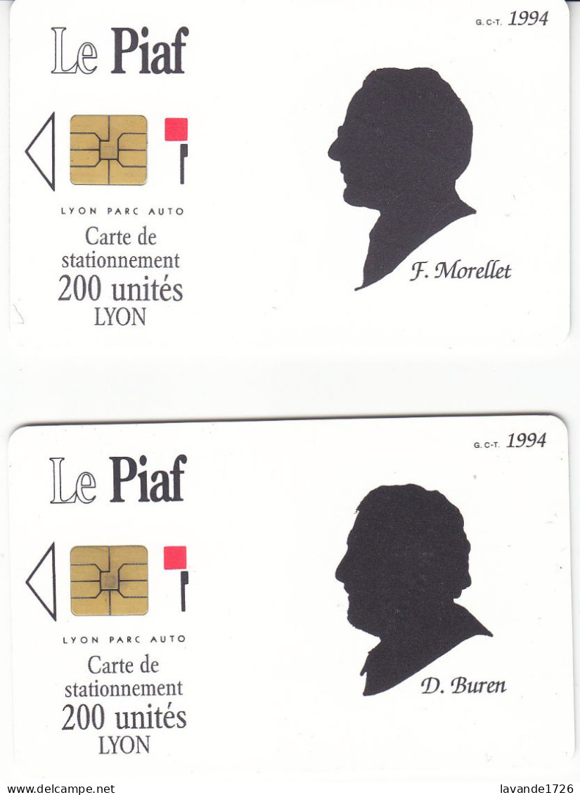 LOT De 2 PIAF De LYON 200 Unites Date 1994 - PIAF Parking Cards