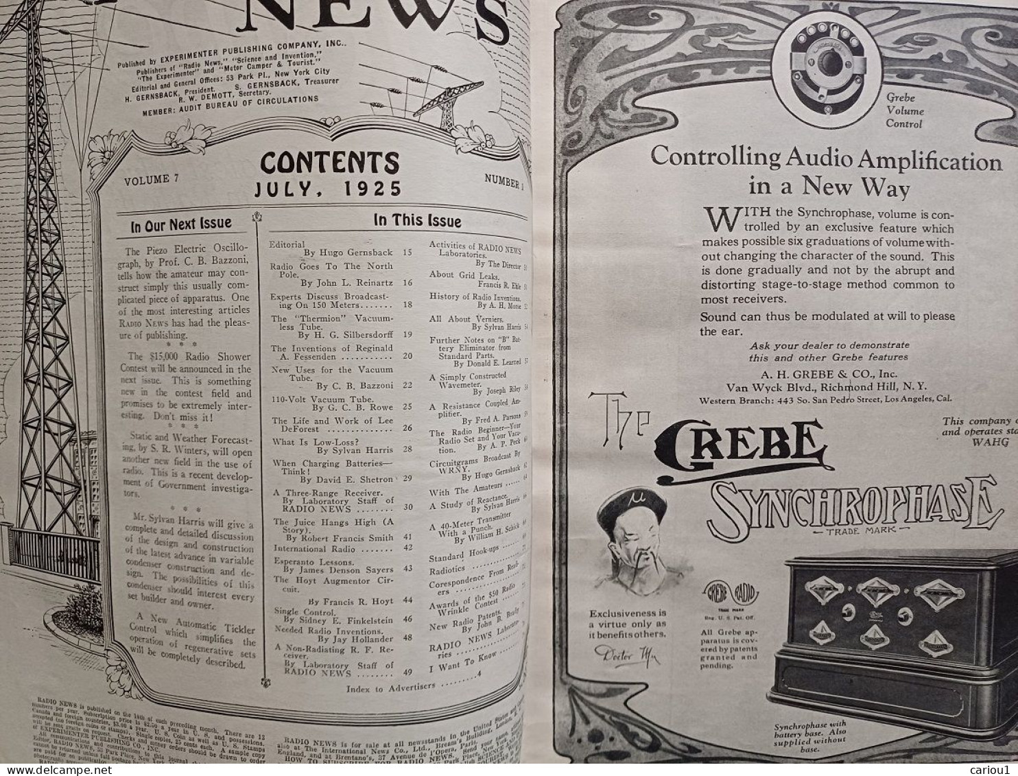 C1 RADIO NEWS 07 1925 Hugo GERNSBACK Format Bedsheet Pulp - Vóór 1950