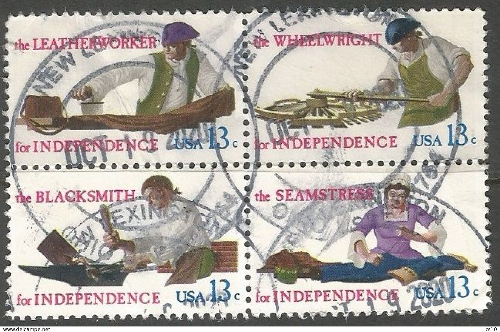 USA 1977 Skilled Hands For Independence SC.# 1717/20 Cpl 4v Set In VFU Block4 - Gebraucht