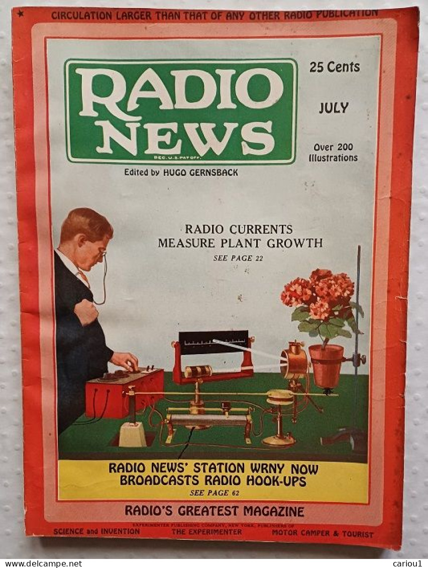 C1 RADIO NEWS 07 1925 Hugo GERNSBACK Format Bedsheet Pulp - Sciences