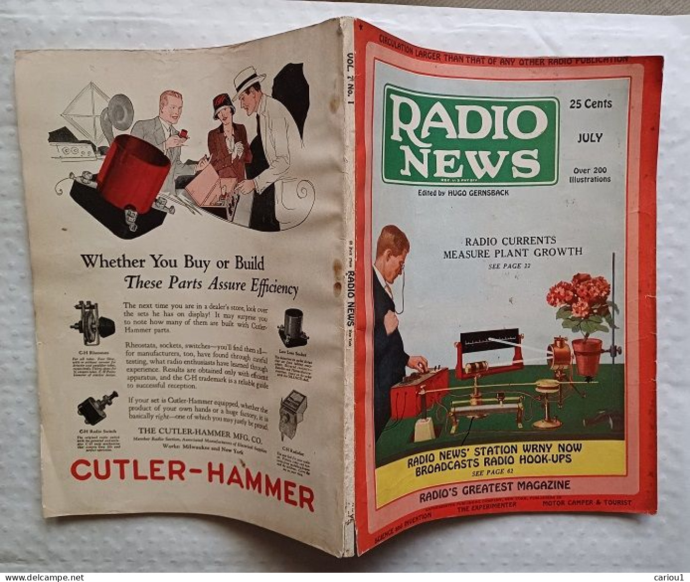 C1 RADIO NEWS 07 1925 Hugo GERNSBACK Format Bedsheet Pulp - Literatuur & Schema's
