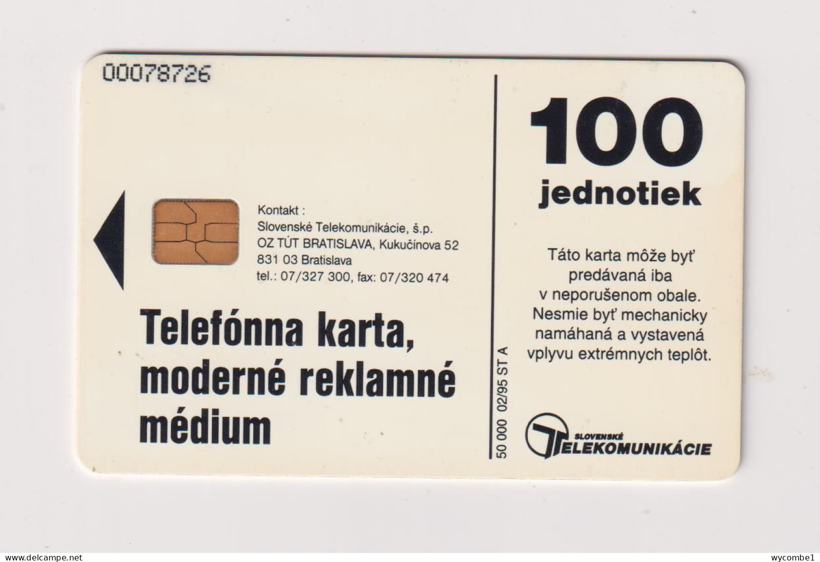SLOVAKIA  - Moderne Reklamne Medium Chip Phonecard - Slovacchia