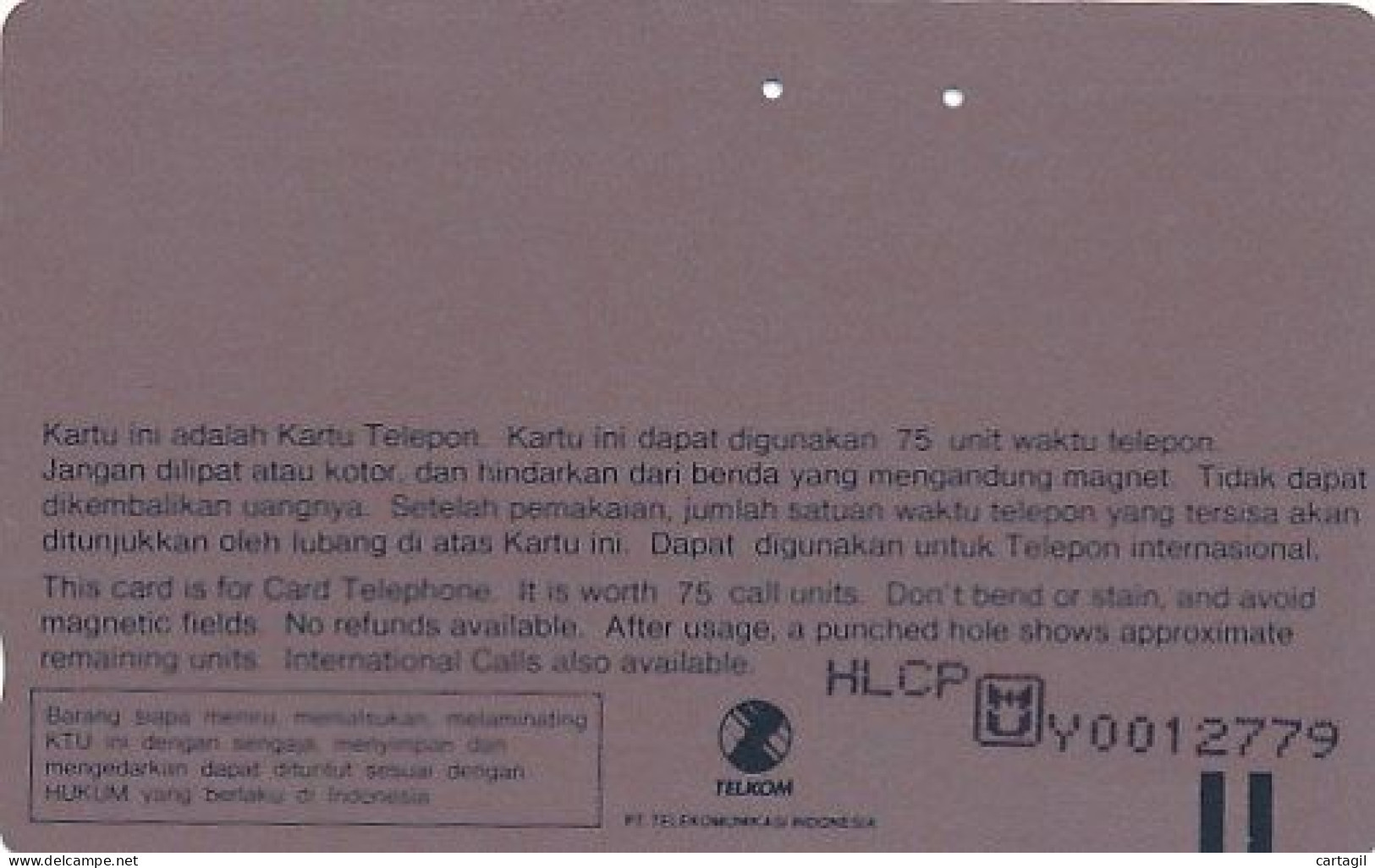 Carte Téléphonique Animalière  Indonésie  (motif, état, Etc  Voir Scans)+port - Other – Asia