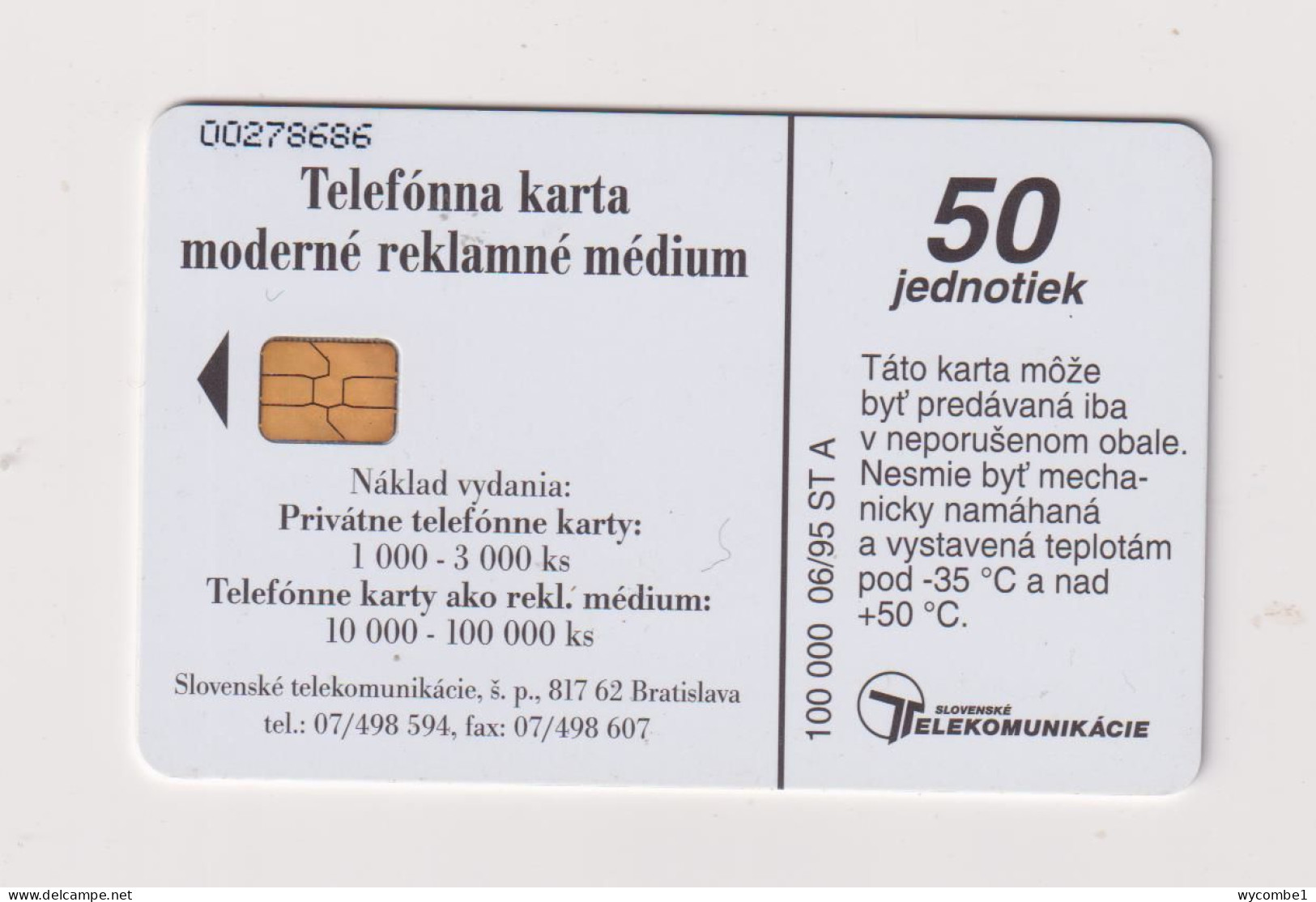 SLOVAKIA  - Moderne Reklamne Medium Chip Phonecard - Slowakei