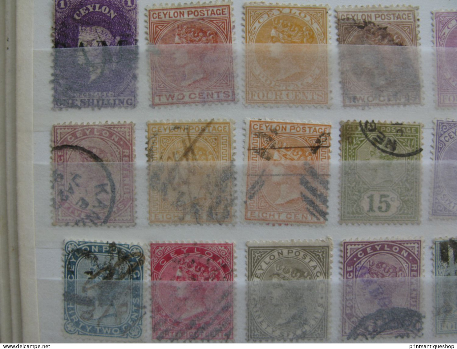 lot 3 pages CEYLON  KGV, Surcharge war stamp (# 57 Queen Victoria 1sh VIOLET CAT VALUE $19) Sri Lanka Free delivery