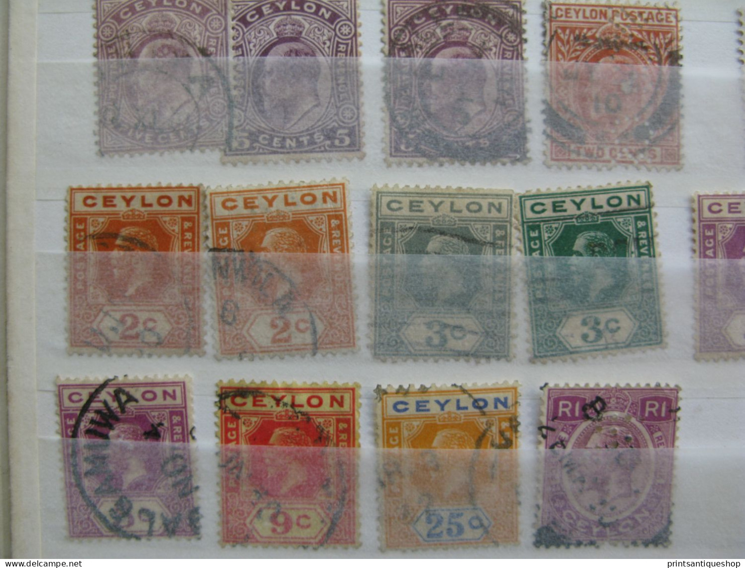 lot 3 pages CEYLON  KGV, Surcharge war stamp (# 57 Queen Victoria 1sh VIOLET CAT VALUE $19) Sri Lanka Free delivery