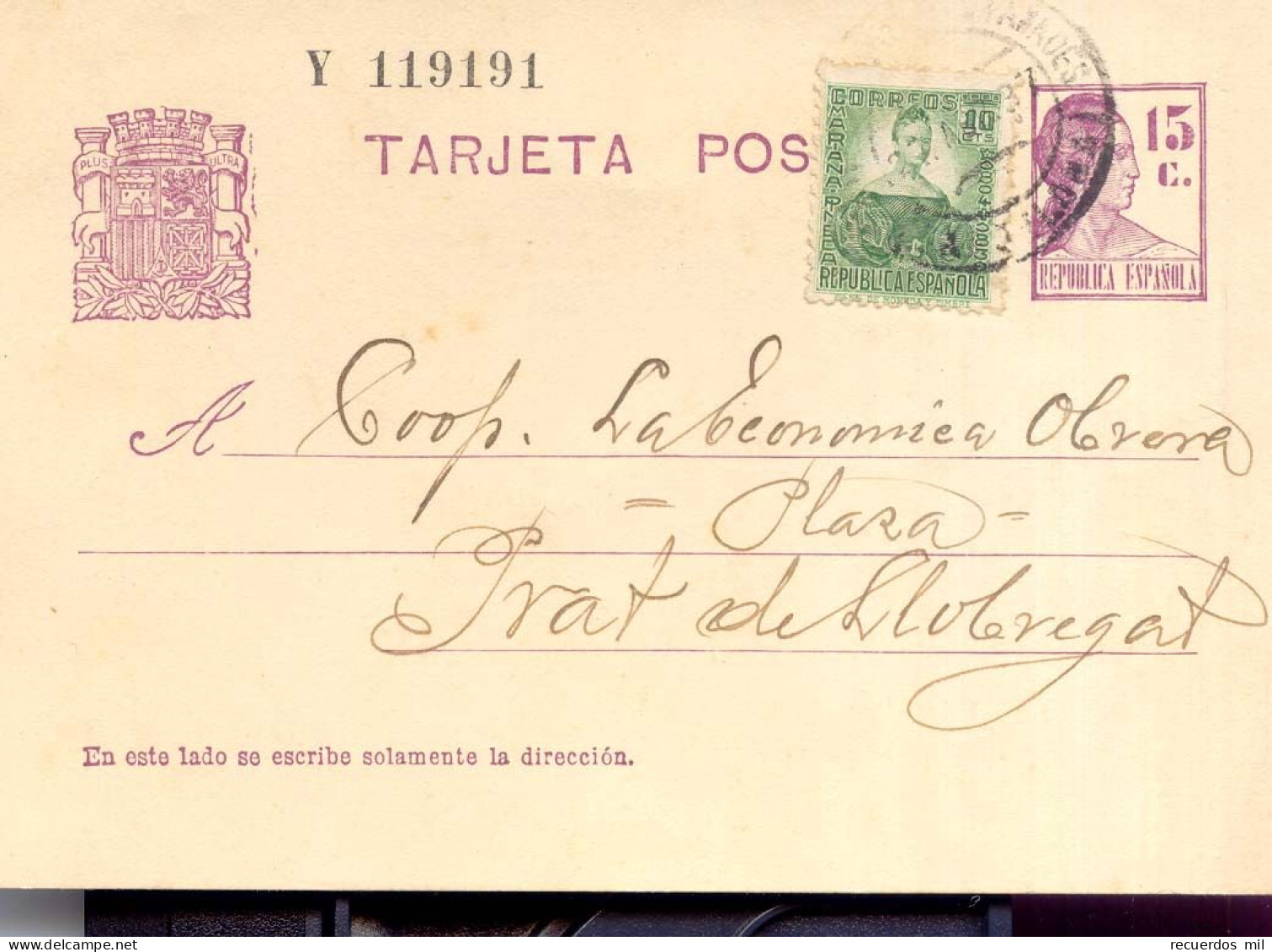 Año 1932 Edifil 69 Matrona +682  Entero Postal De Villafranca  Al Prat De LLobregat - 1931-....