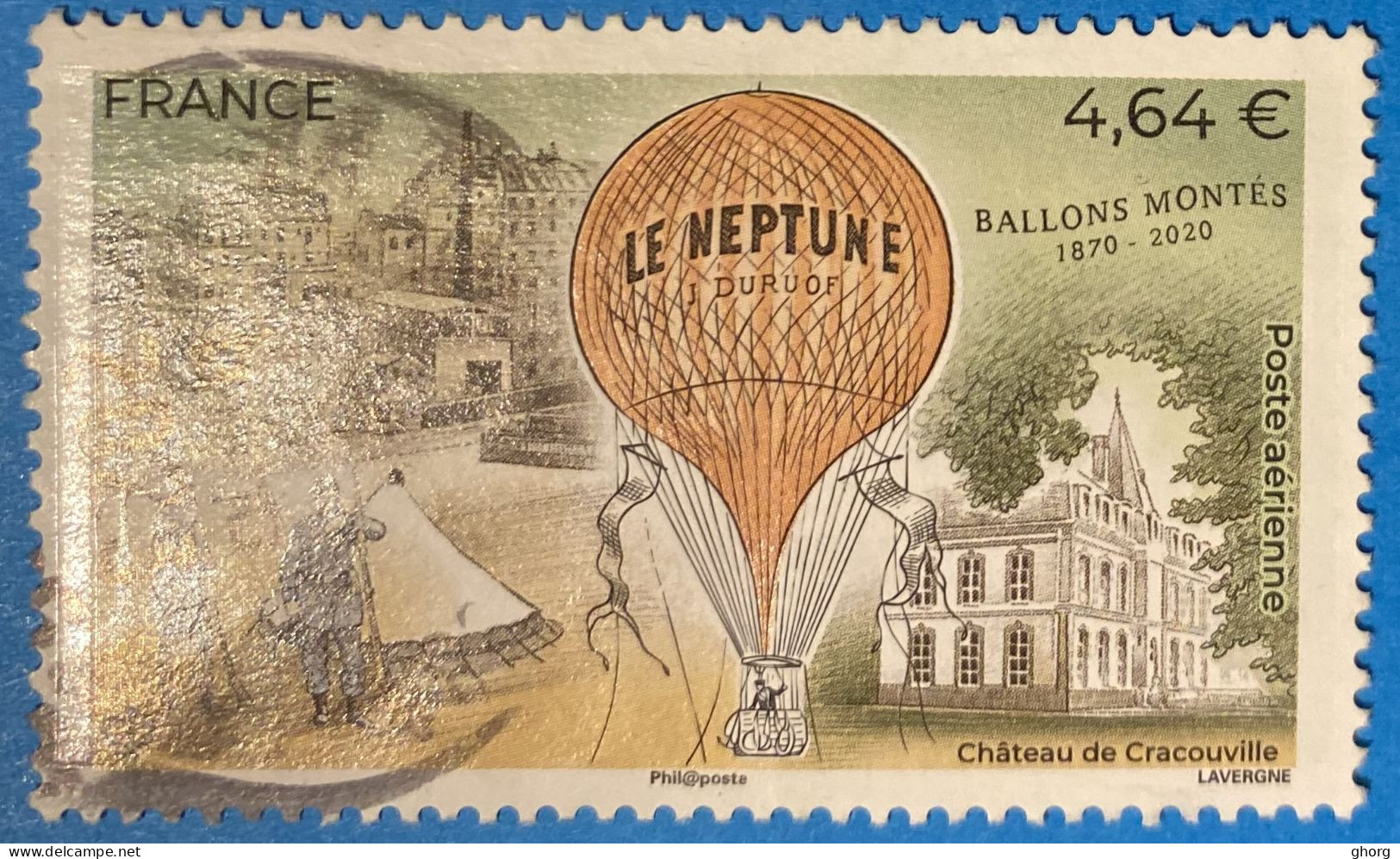 France 2020 : 150e Anniversaire De La Poste Par Ballons Montés N° 84 Oblitéré - 1960-.... Usati