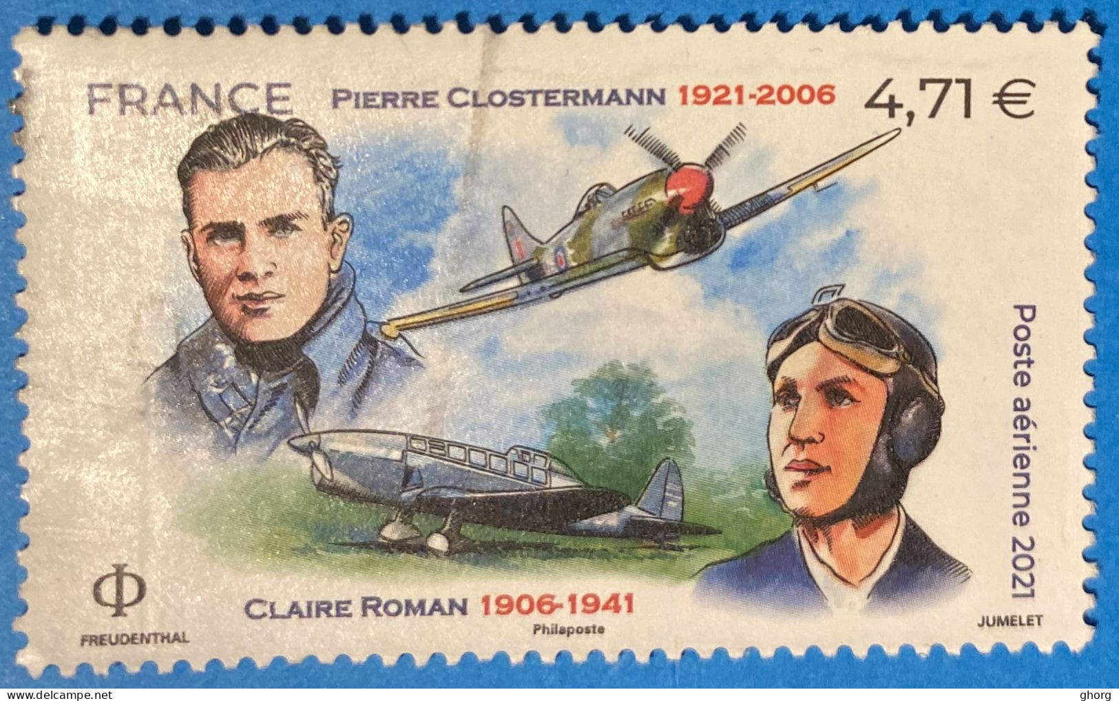 France 2021 : Claire Roman Et Pierre Clostermann, Aviateurs Français N° 85 Oblitéré - 1960-.... Used