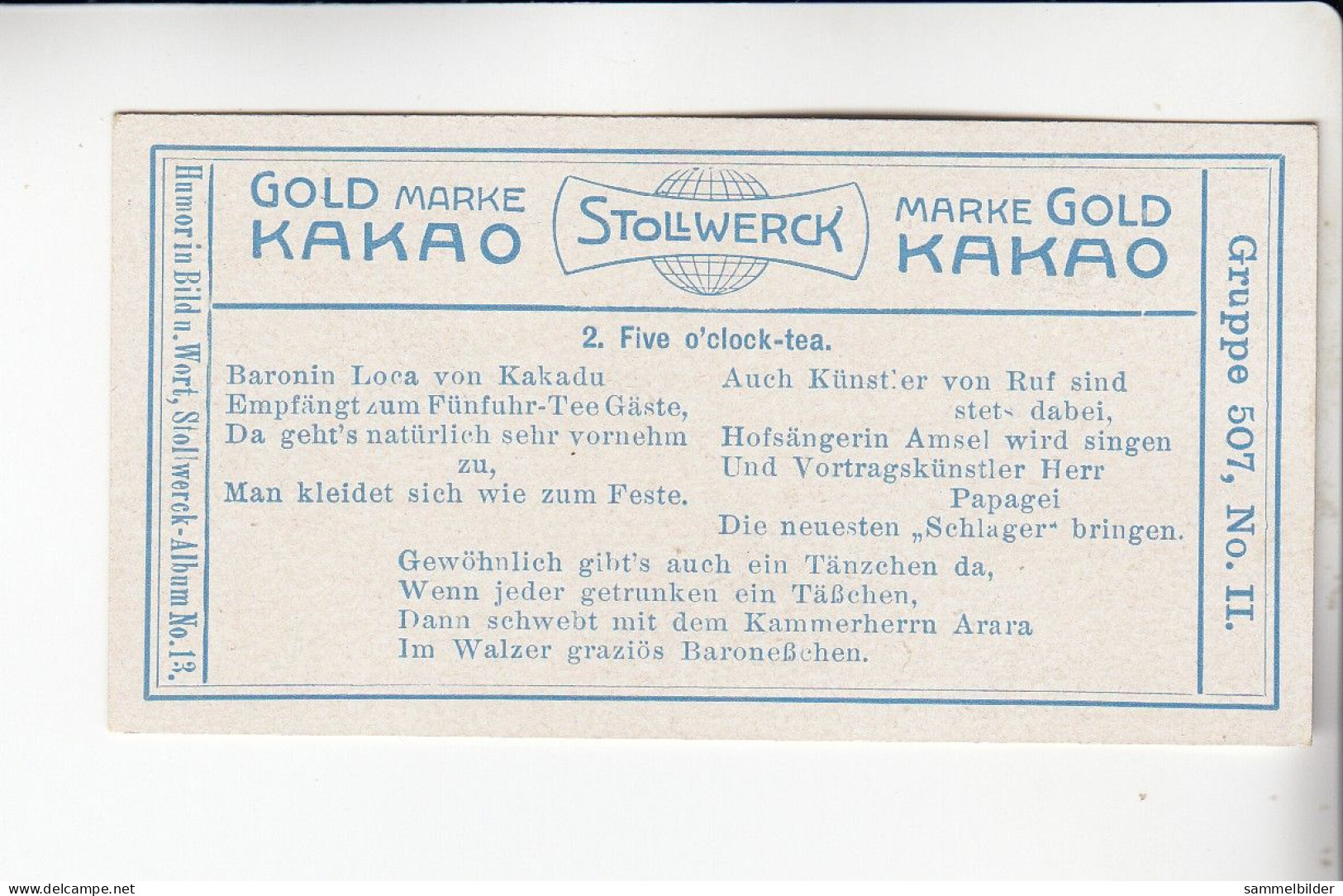 Stollwerck Album No 13 Aus Der Vogelperspektive  Five O`clock - Tea        Grp 507 #2 Von 1912 - Stollwerck