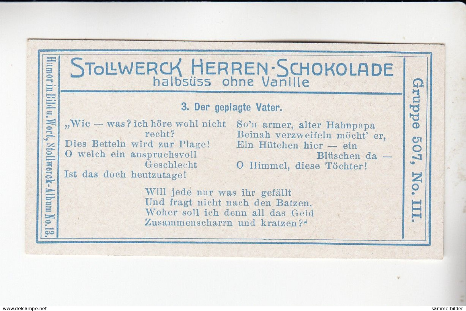 Stollwerck Album No 13 Aus Der Vogelperspektive  Der Geplagte Vater     Grp 507 #3 Von 1912 - Stollwerck