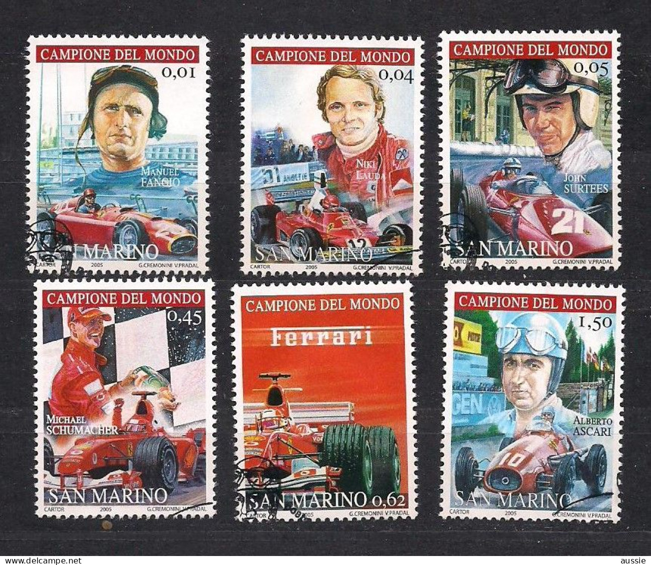 San Marino Saint-Marin 2005 Yvertn° 1977-1982 (°) Oblitéré Used Cote 6,50 € Automobiles Ferrari - Used Stamps