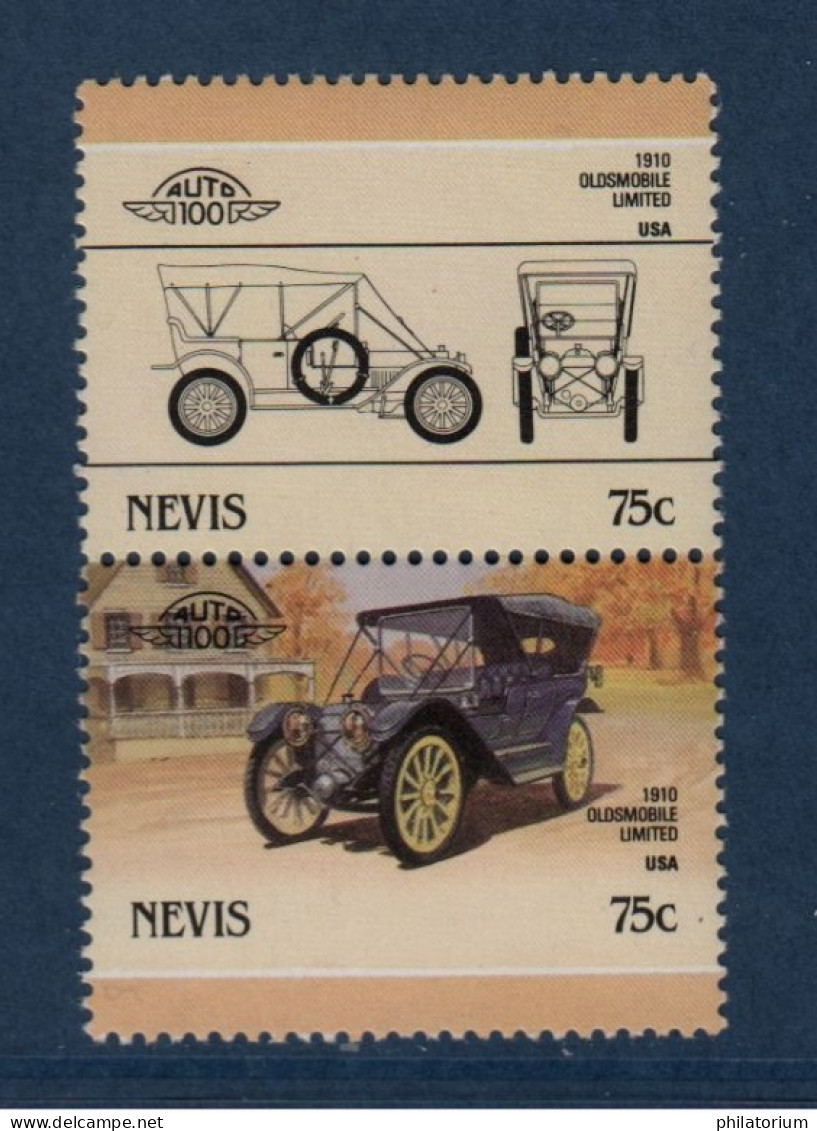 Nevis, YV , Mi, 352, 353, SG, 364, 365, Oldsmobile "Limited", 1910, - Anguilla (1968-...)