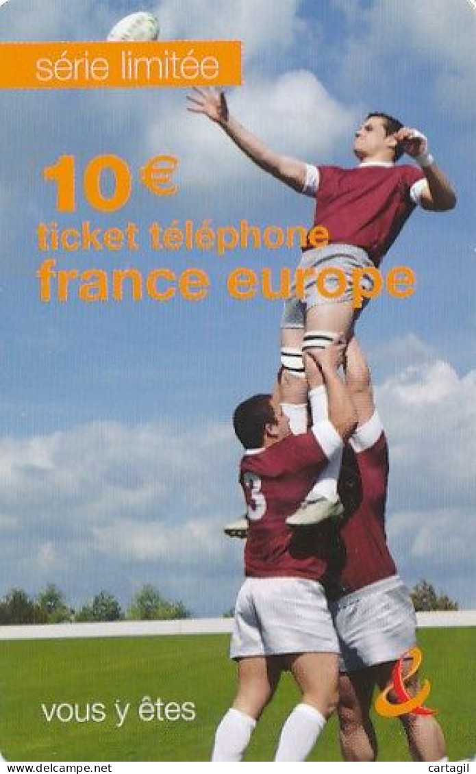 Ticket Téléphone France Europe 10€ (motif, état Etc  Voir Scans)+port - Sonstige & Ohne Zuordnung
