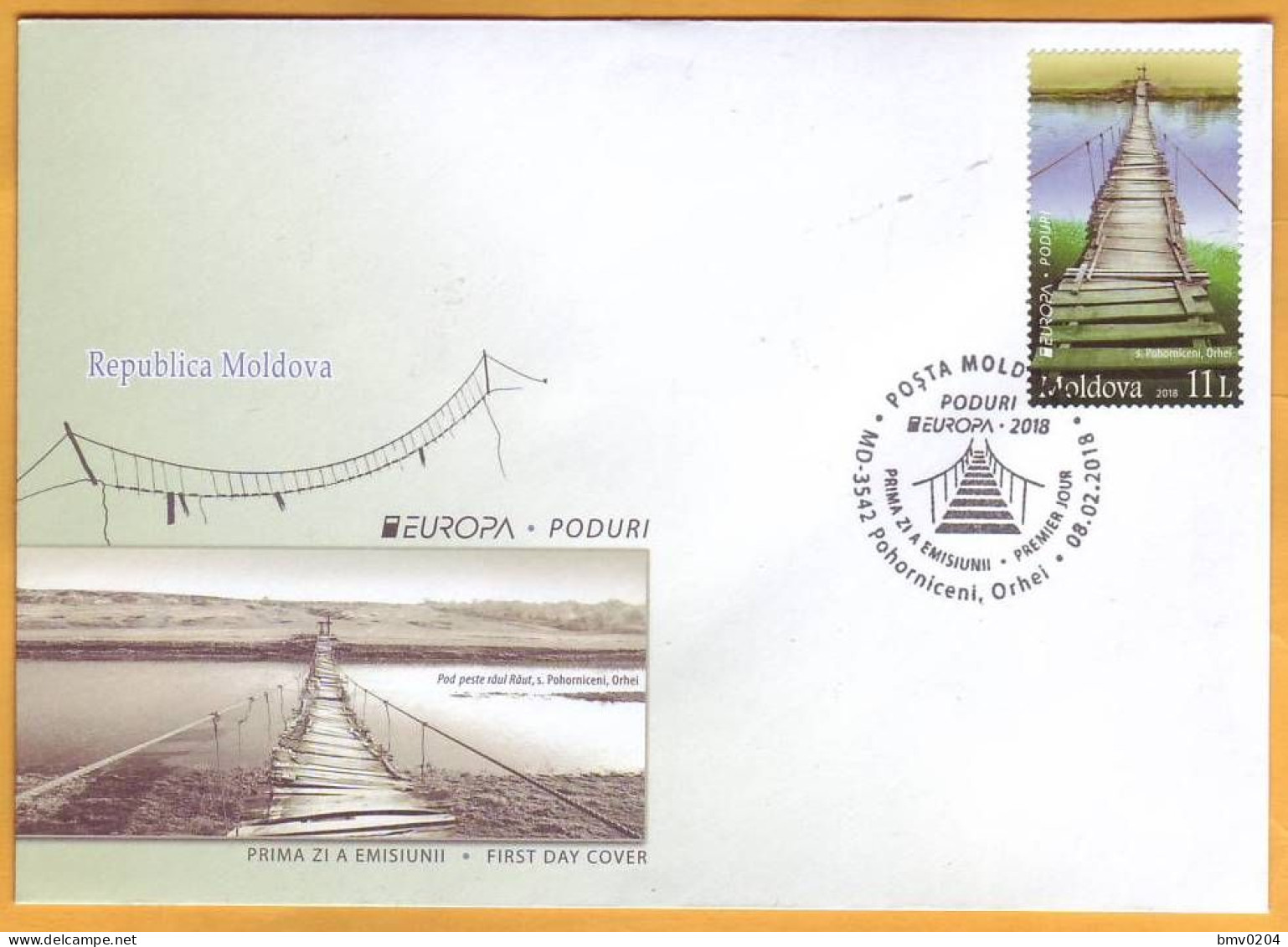 2018 Moldova Moldavie Moldau FDC Europa Cept Bridge, Wooden Bridge History Of The Moldovan Post 11. - 2018