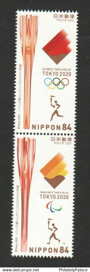 JAPAN 2021 Olympic Games Tokyo 2020 - Olympics Torch PARALYMPIC GAMES, SETENANT, MS 2V Mint MNH (**) - Neufs