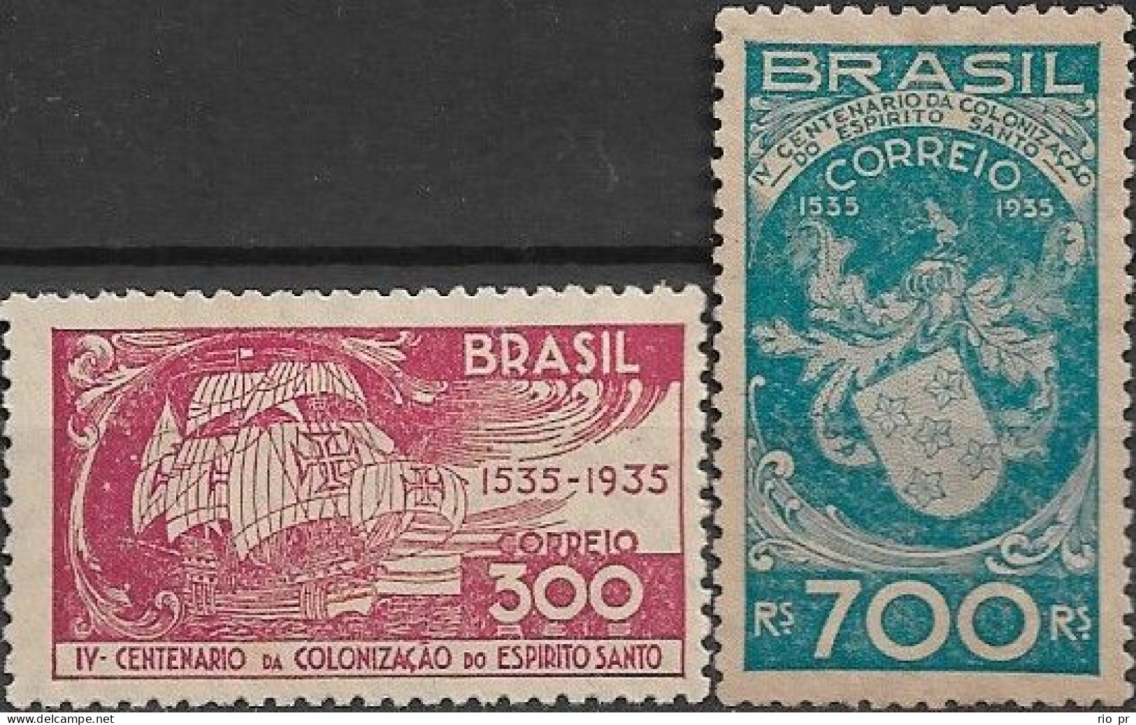 BRAZIL - COMPLETE SET 4th CENTENARY OF THE COLONIZATION OF ESPÍRITO ANTO STATE 1935 - MNH/NEW NO GUM - Unused Stamps