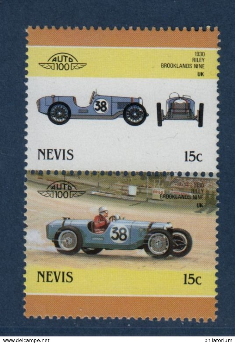Nevis, YV , Mi, 398, 399, SG 411, 412, Riley "Brooklands Nine", 1930 - Anguilla (1968-...)