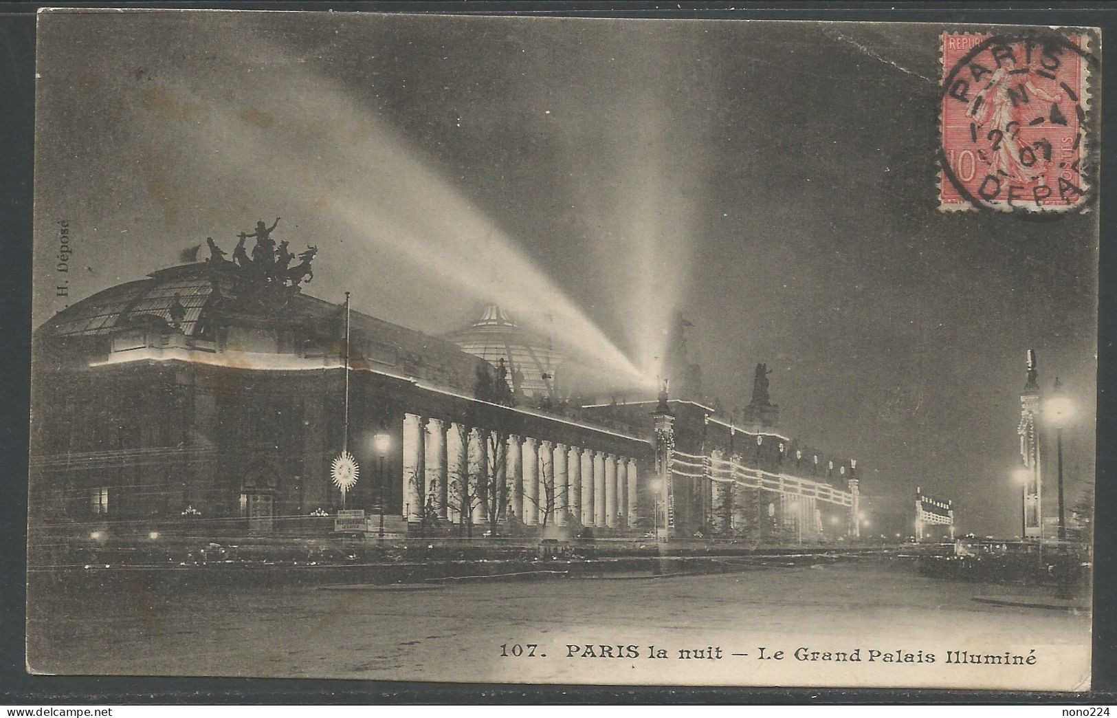 Carte P De 1907 ( Paris La Nuit / Le Grand Pallais Illuminé ) - París La Noche