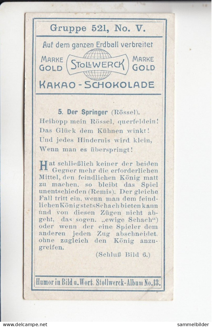 Stollwerck Album No 13 Schach  Der Springer   Grp 521 #5 Von 1912 - Stollwerck
