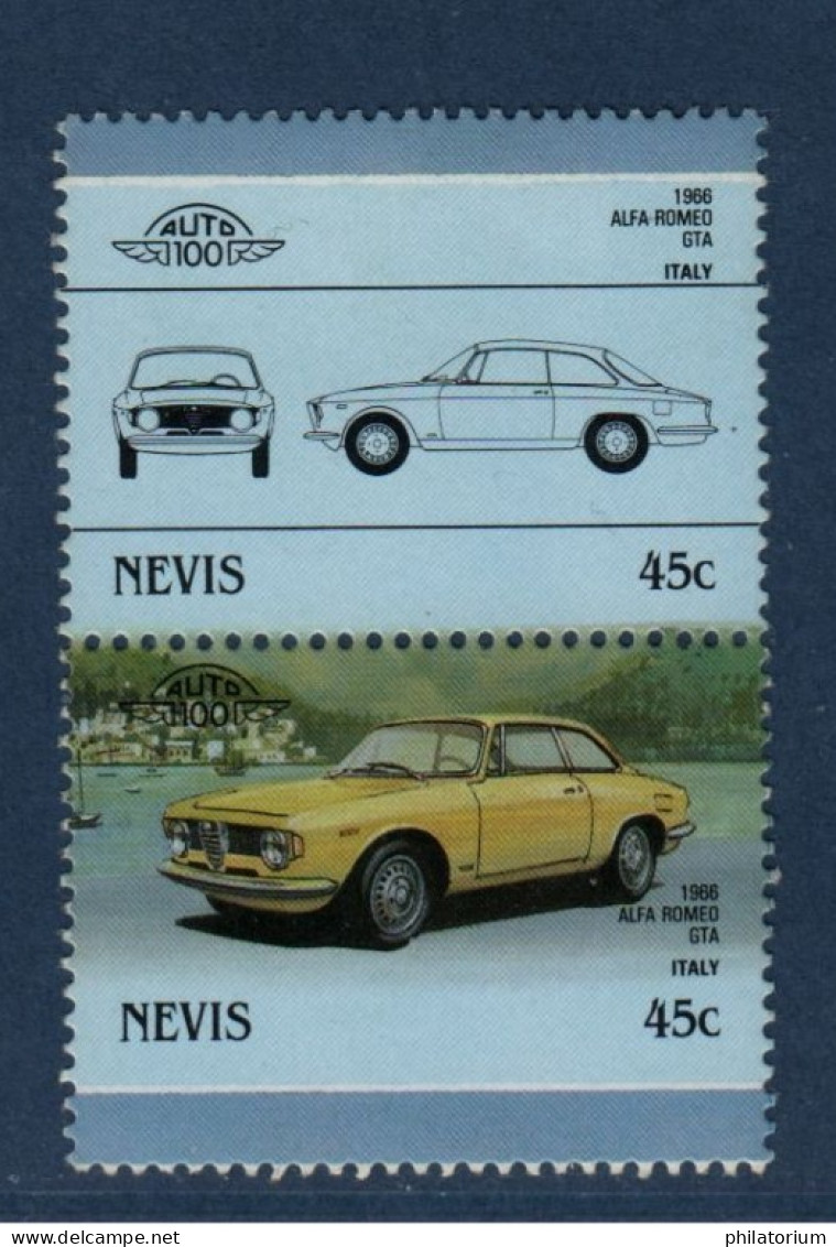 Nevis, YV , Mi, 400, 401, SG 413, 414, Alfa Romeo "GTA", 1966, - Anguilla (1968-...)