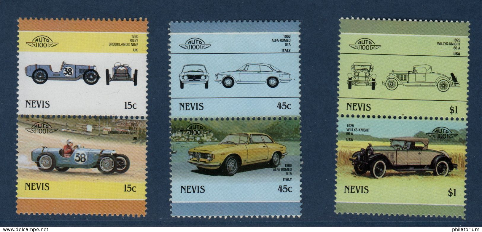 Nevis, YV , Mi, 398 à 405, SG 411 à 418, Riley, Alfa Roméo, Willys, - Anguilla (1968-...)