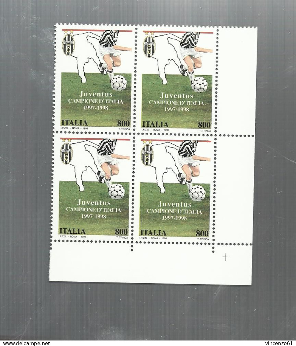 QUARTINA BLOCK ITALIA 1998 JUVENTUS CAMPIONE D'ITALIA 1997 1998 - Clubs Mythiques