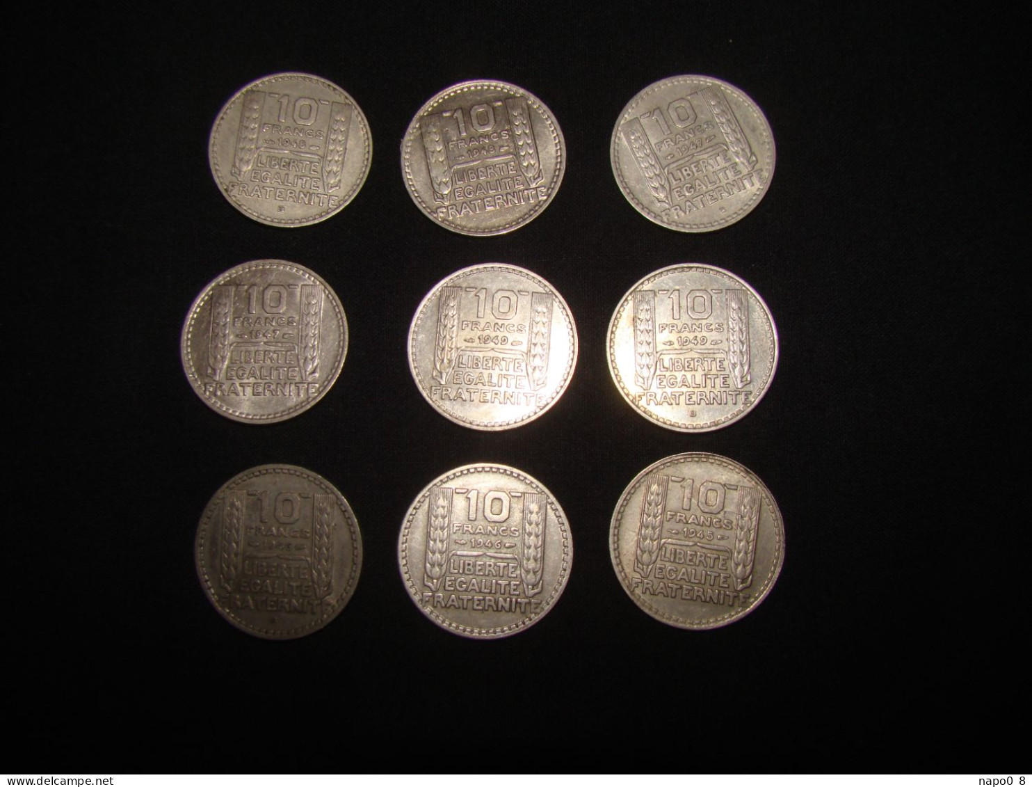 9 Pièces De Monnaie " Françaises " De 10 F Turin ( 4 Pièces Grosse Tête Et 5pièces Petite Tête ) - Other & Unclassified