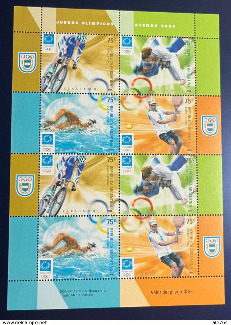 Argentina 2004 Block Olympics Summer, GJ 3391/4 (Hb 162), Sc 2291, MNH. - Ungebraucht