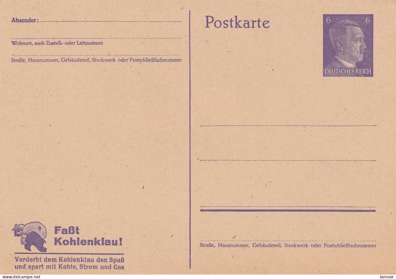 Deutsche Reich Postkarte Postfresch Ungelaufene Adolf Hitler - Collezioni E Lotti